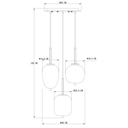 Globo - Candelabro suspenso 3xE14/40W/230V