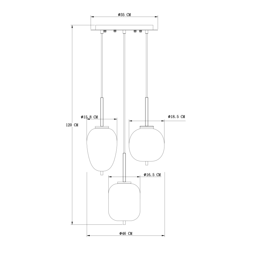 Globo - Candelabro suspenso 3xE14/40W/230V