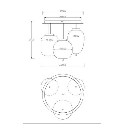 Globo - Candelabro integrado 3xE14/40W/230V preto