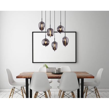 Globo - Candelabro suspenso 6xE14/40W/230V preto