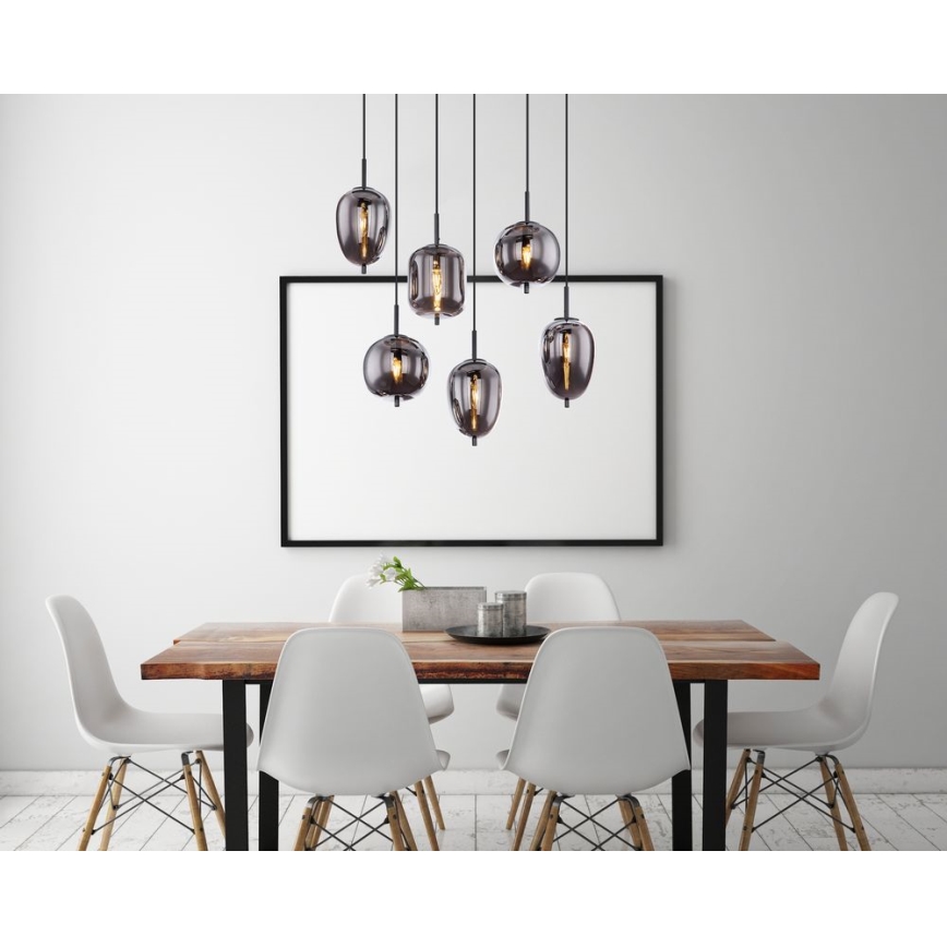 Globo - Candelabro suspenso 6xE14/40W/230V preto