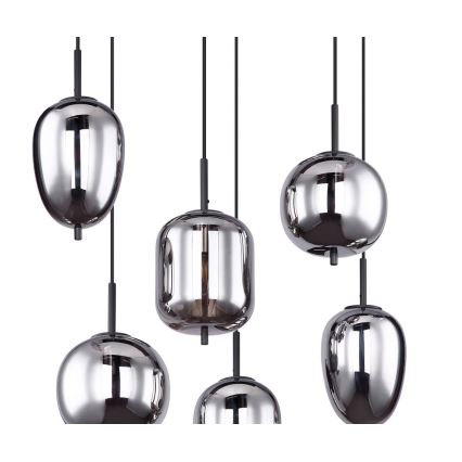 Globo - Candelabro suspenso 6xE14/40W/230V preto