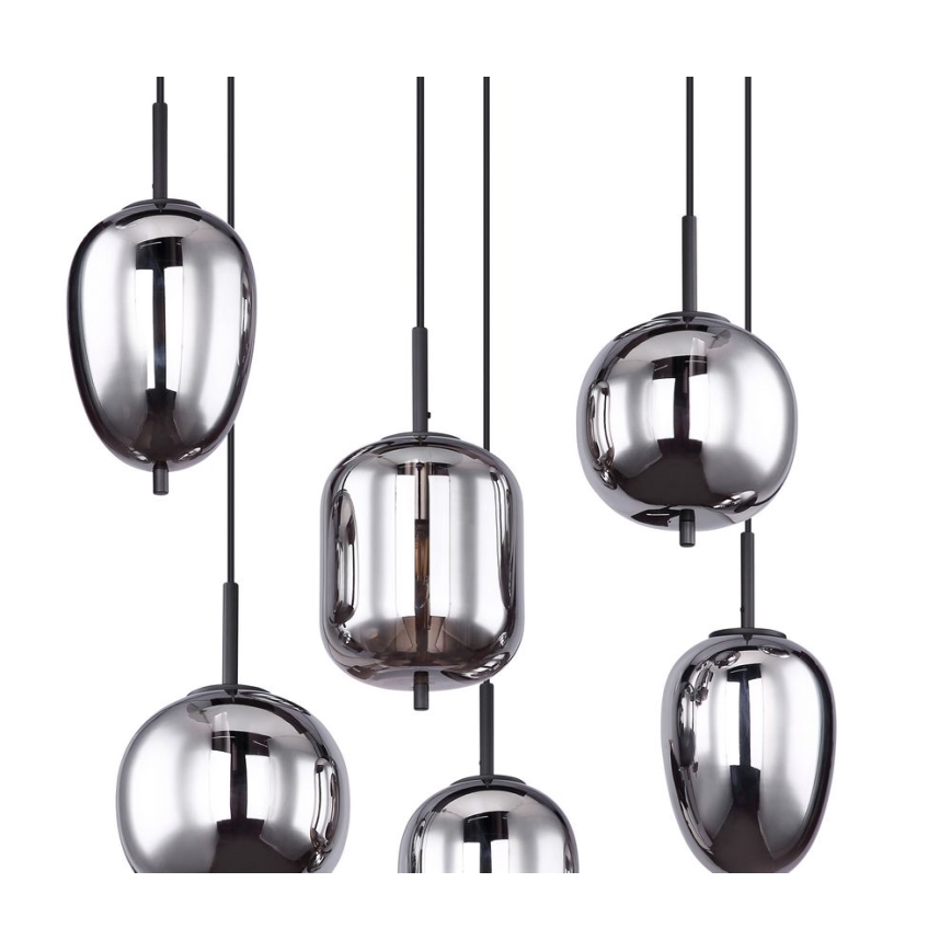 Globo - Candelabro suspenso 6xE14/40W/230V preto