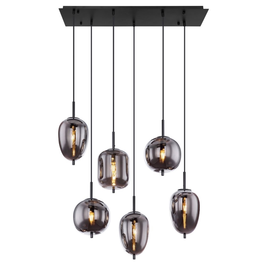 Globo - Candelabro suspenso 6xE14/40W/230V preto