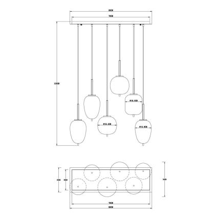 Globo - Candelabro suspenso 6xE14/40W/230V preto