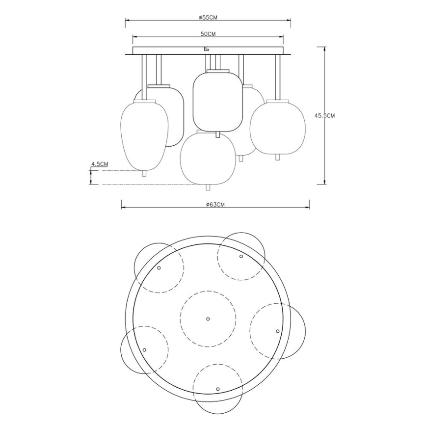 Globo - Candelabro integrado 6xE14/40W/230V preto