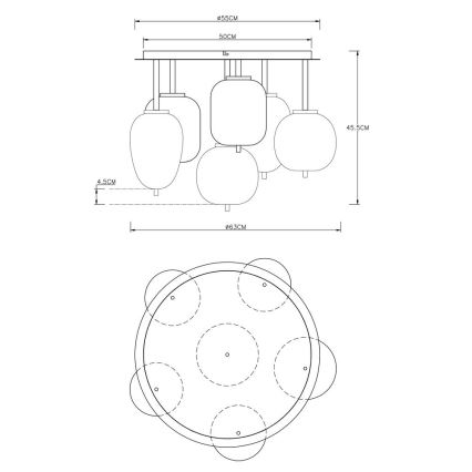 Globo - Candelabro integrado 6xE14/40W/230V latão