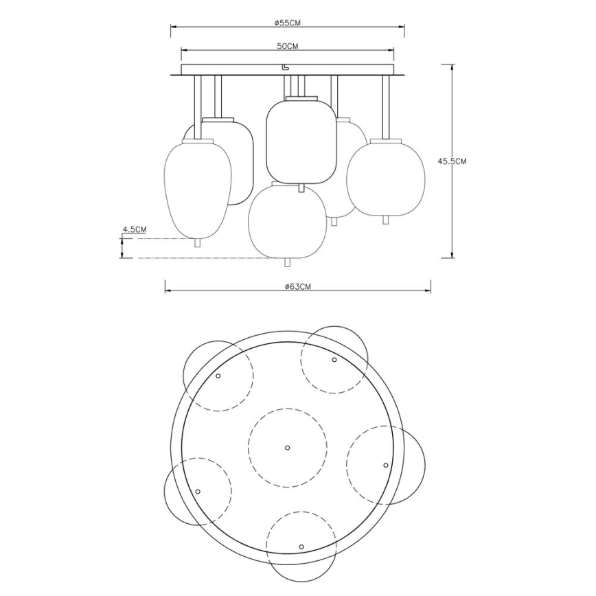Globo - Candelabro integrado 6xE14/40W/230V latão