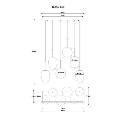 Globo - Candeeiro suspenso 6xE14/40W/230V cromado brilhante