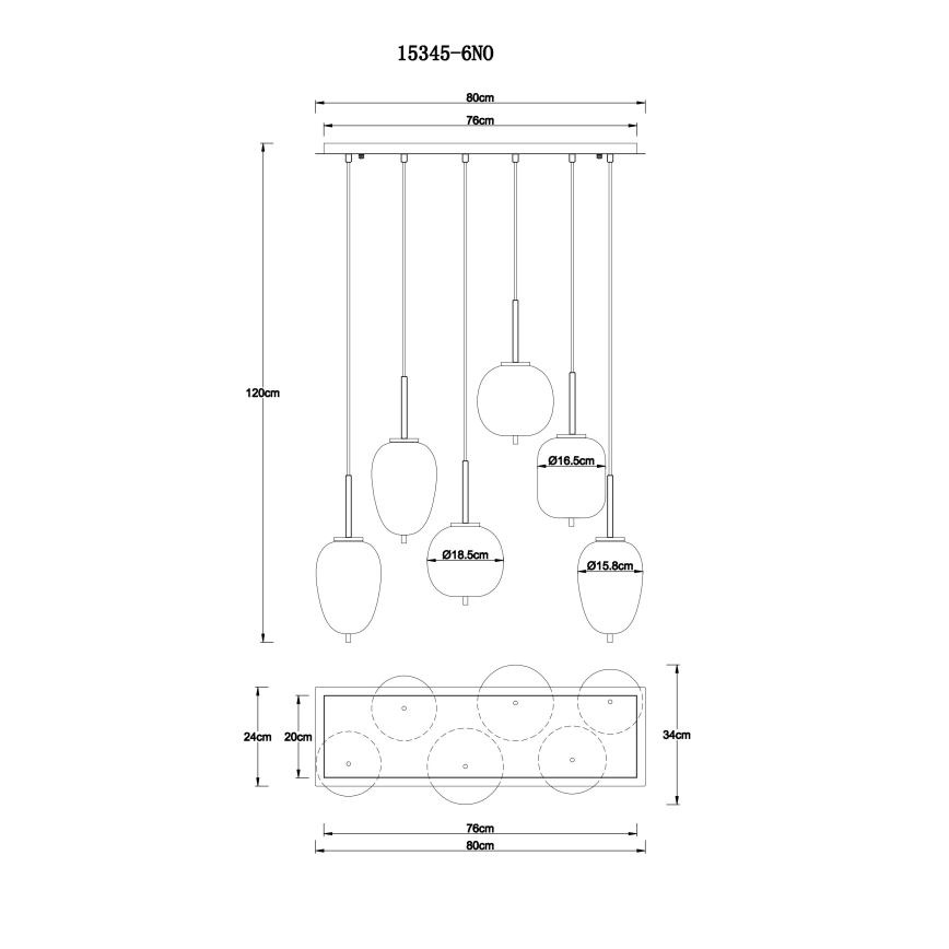 Globo - Candeeiro suspenso 6xE14/40W/230V cromado brilhante