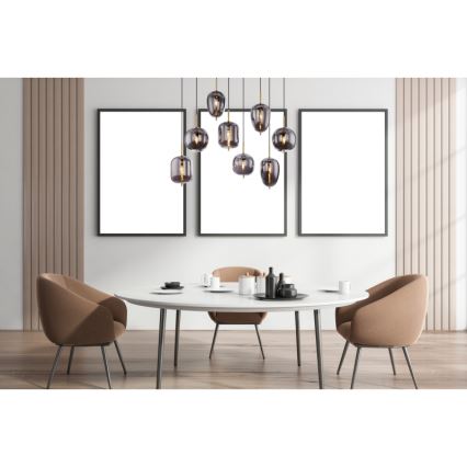 Globo - Candeeiro suspenso 8xE14/40W/230V fumado