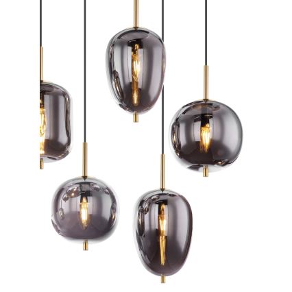 Globo - Candeeiro suspenso 8xE14/40W/230V fumado