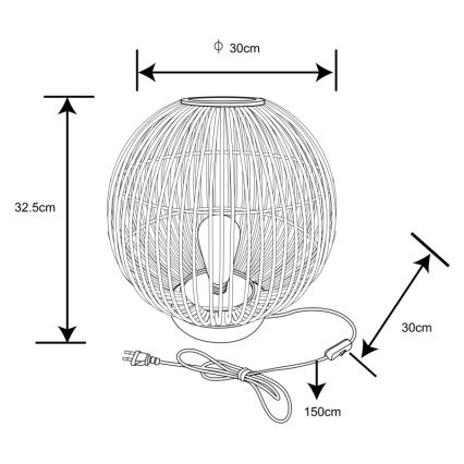 Globo - Candeeiro de mesa 1xE27/60W230V bambu