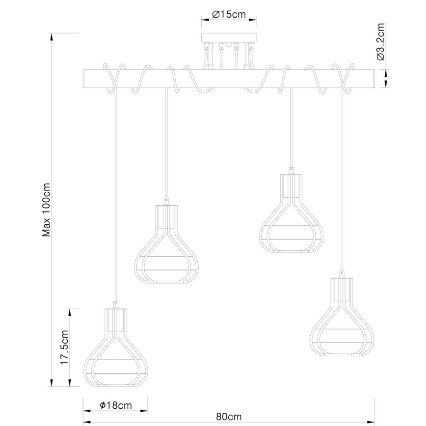 Globo - Candelabro suspenso 4xE27/60W/230V