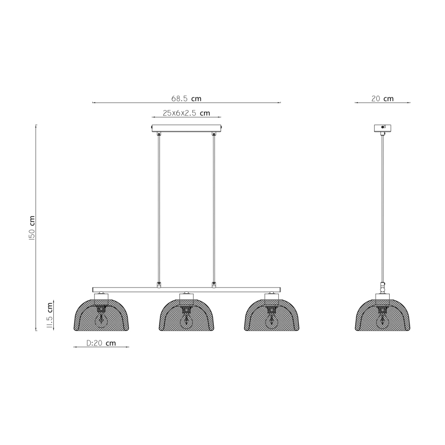 Globo - Candelabro num fio 3xE14/40W/230V