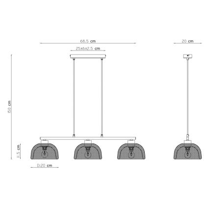 Globo - Candelabro num fio 3xE14/40W/230V