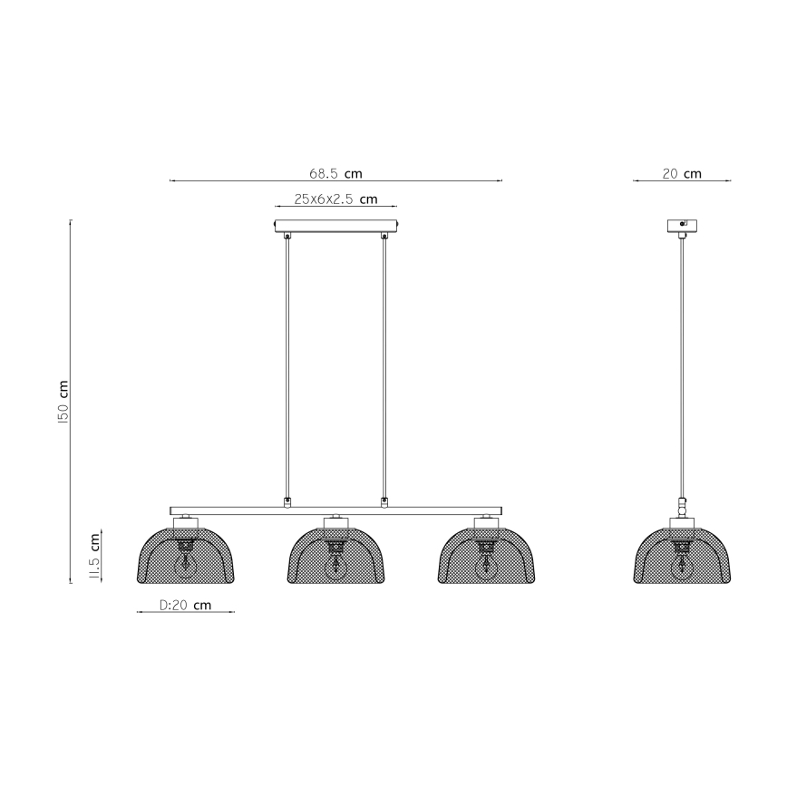 Globo - Candelabro num fio 3xE14/40W/230V