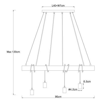 Globo - Candelabro suspenso 4xE27/60W/230V