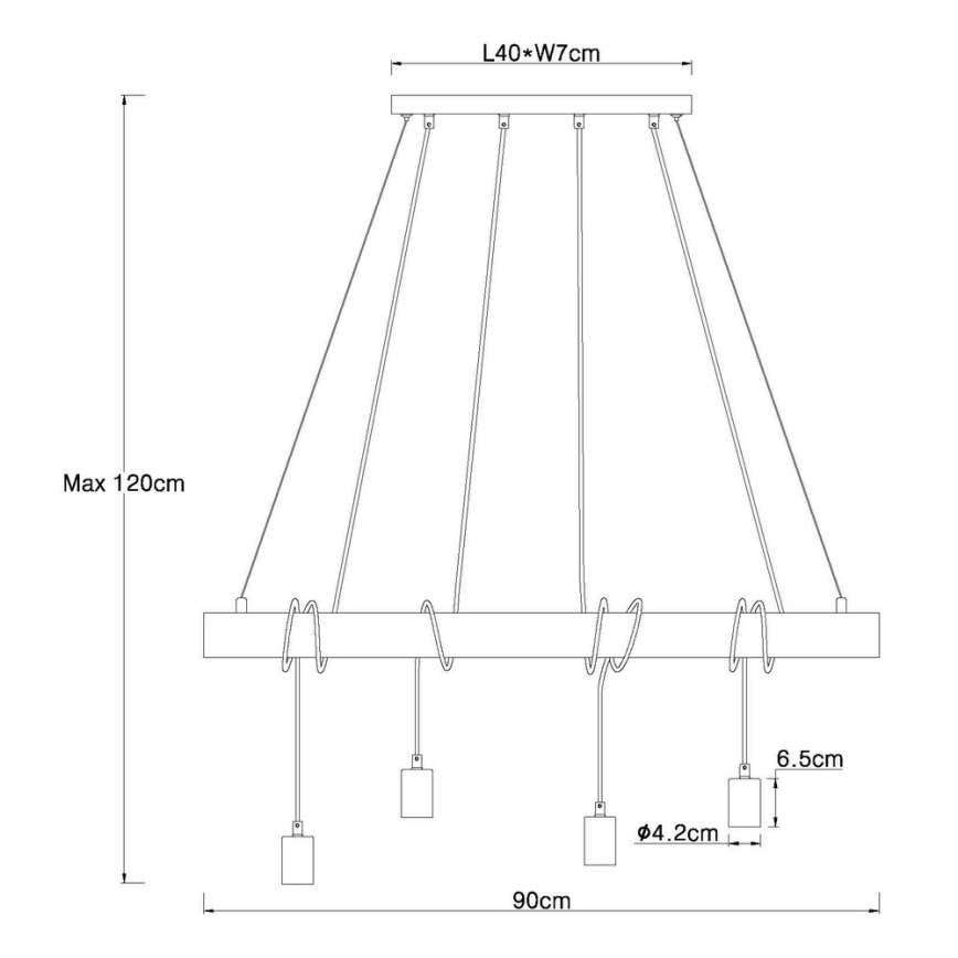 Globo - Candelabro suspenso 4xE27/60W/230V