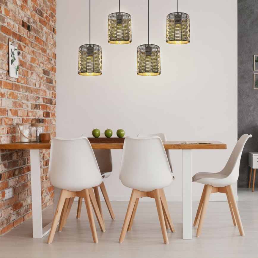 Globo - Candelabro suspenso 4xE27/60W/230V dourada/preto