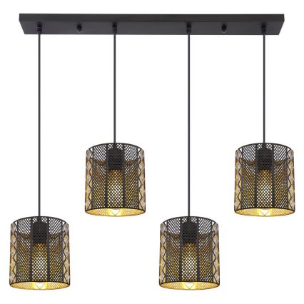 Globo - Candelabro suspenso 4xE27/60W/230V dourada/preto