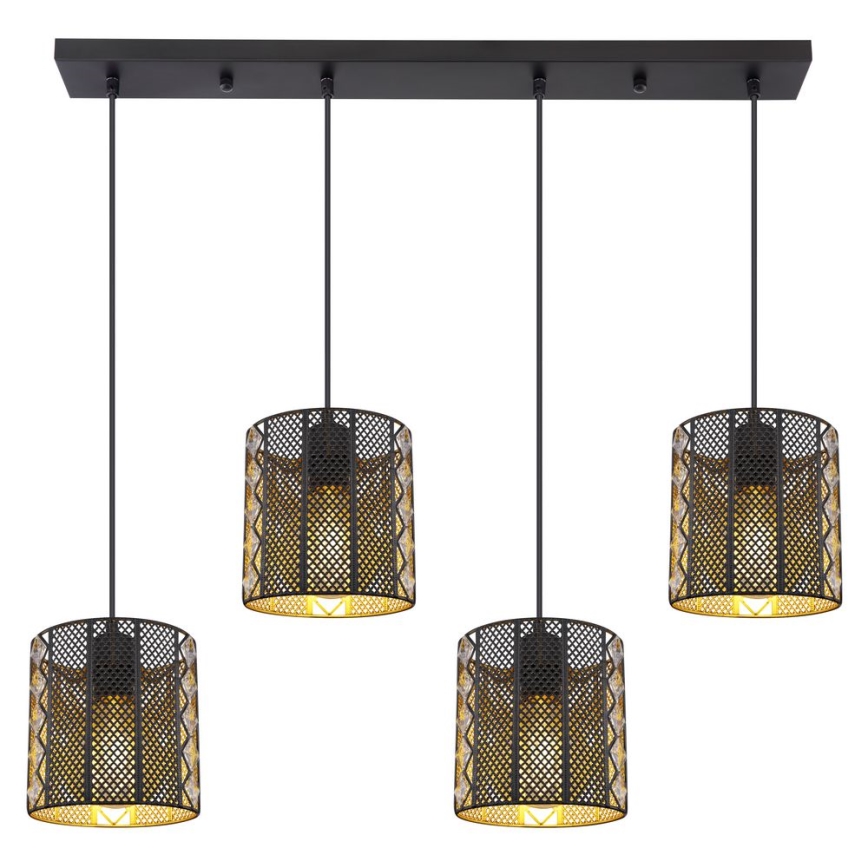 Globo - Candelabro suspenso 4xE27/60W/230V dourada/preto
