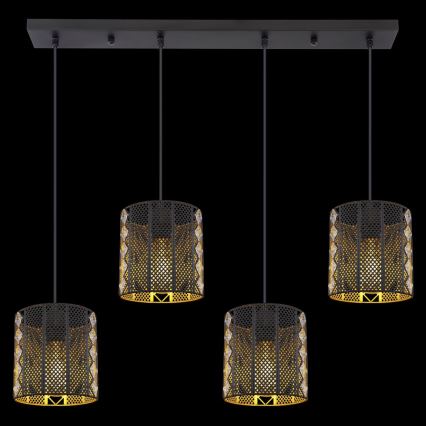 Globo - Candelabro suspenso 4xE27/60W/230V dourada/preto