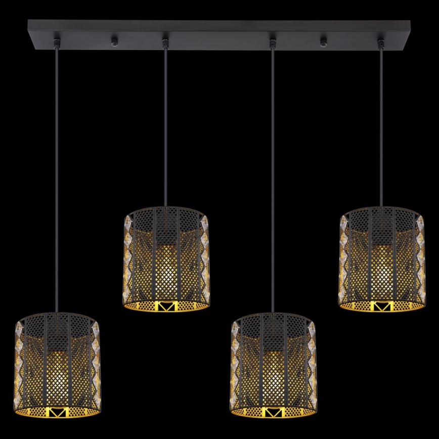 Globo - Candelabro suspenso 4xE27/60W/230V dourada/preto