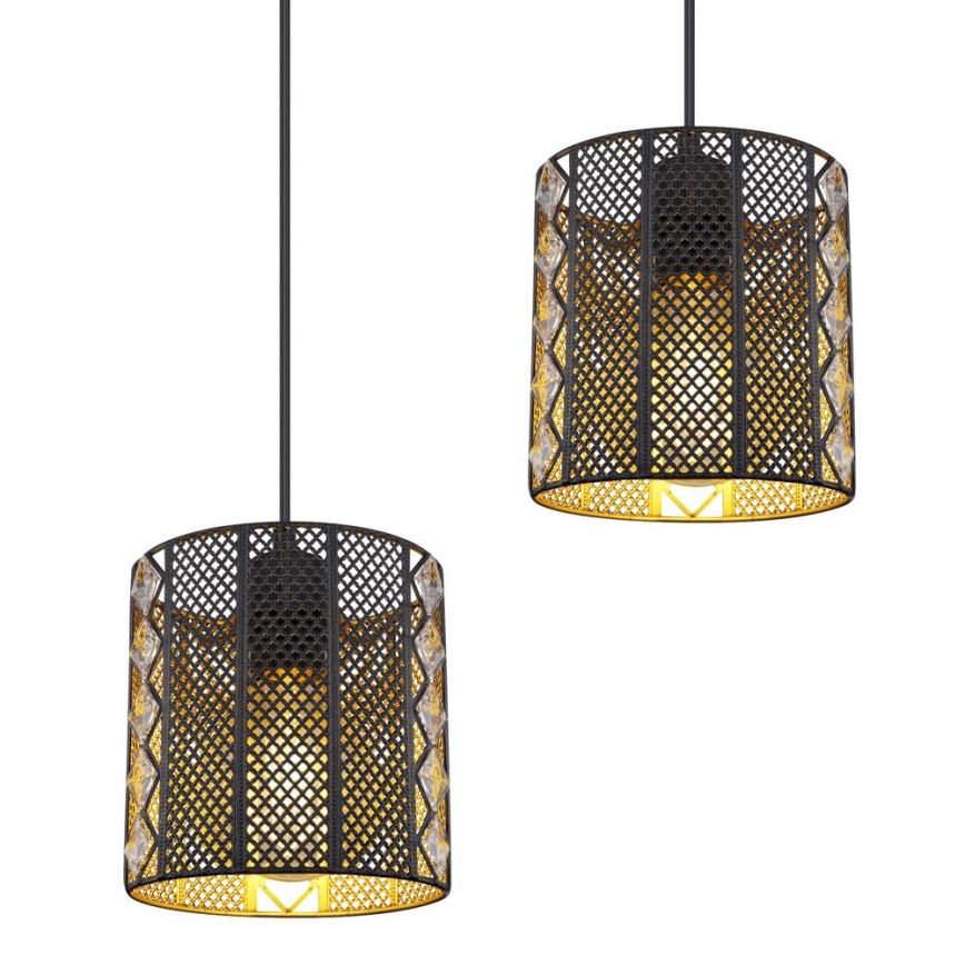 Globo - Candelabro suspenso 4xE27/60W/230V dourada/preto