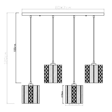 Globo - Candelabro suspenso 4xE27/60W/230V dourada/preto