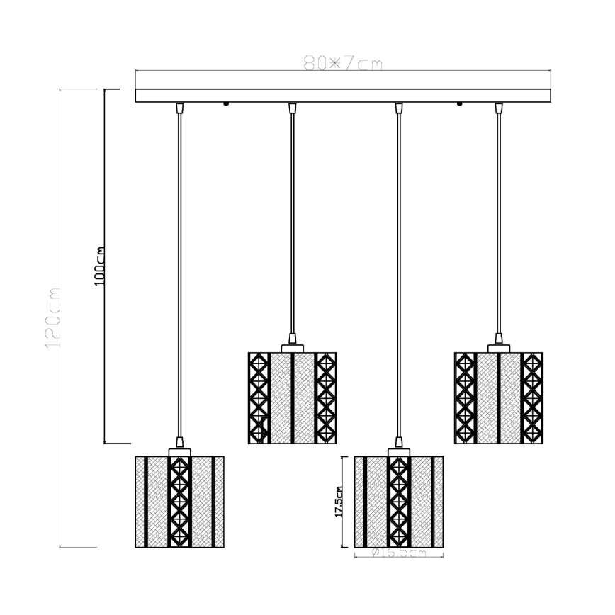 Globo - Candelabro suspenso 4xE27/60W/230V dourada/preto
