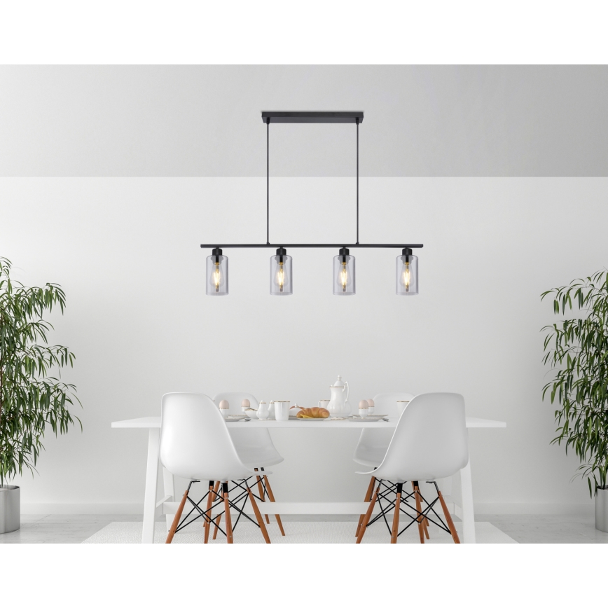 Globo - Candeeiro suspenso 4xE27/60W/230V preto