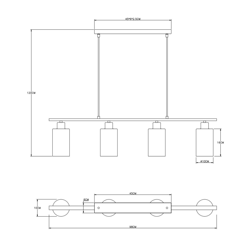 Globo - Candeeiro suspenso 4xE27/60W/230V preto