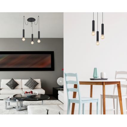 Globo - Candelabro suspenso 3xE27/60W/230V madeira preta