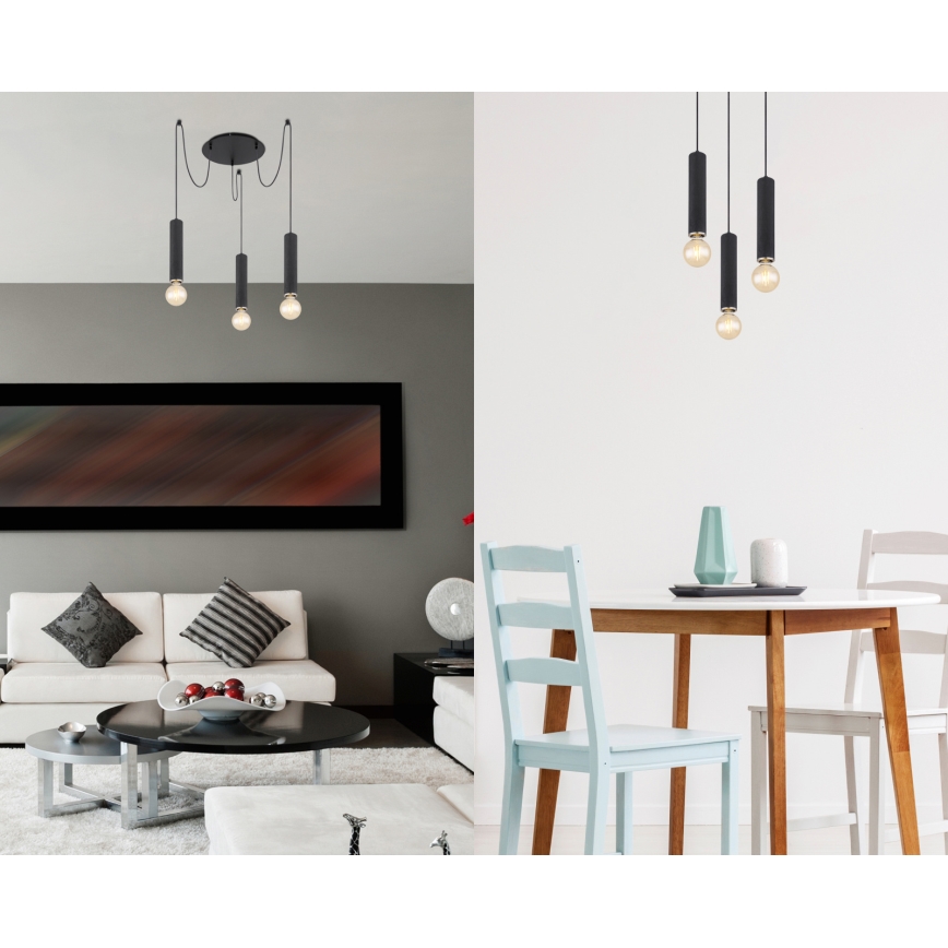 Globo - Candelabro suspenso 3xE27/60W/230V madeira preta