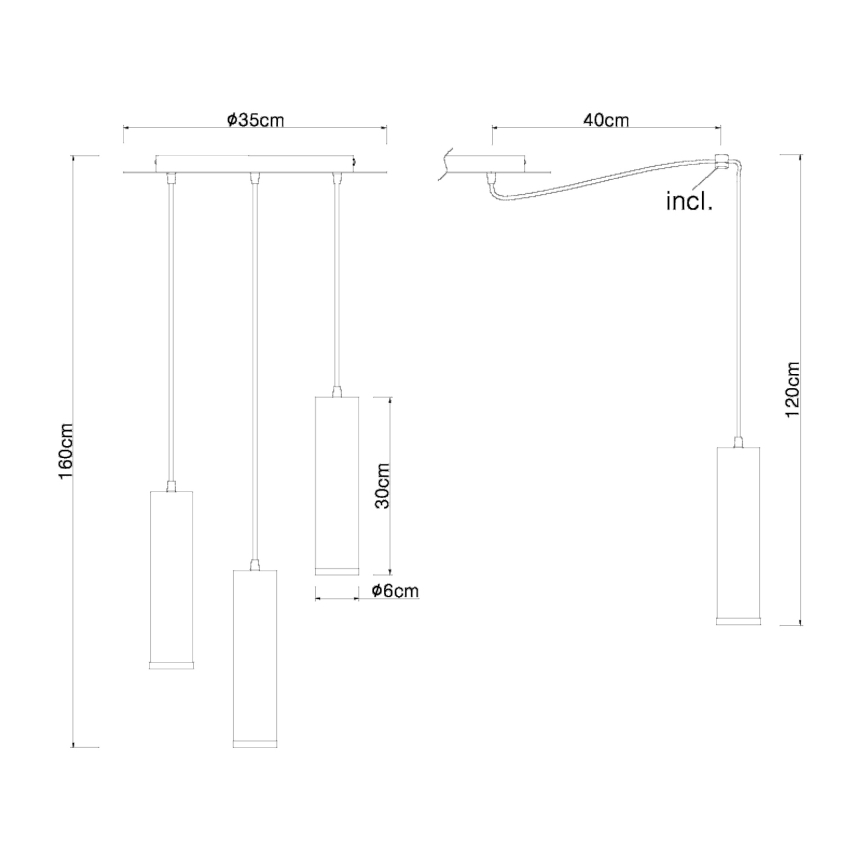 Globo - Candelabro suspenso 3xE27/60W/230V madeira preta