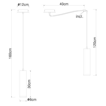 Globo - Candelabro suspenso 1xE27/60W/230V madeira preta