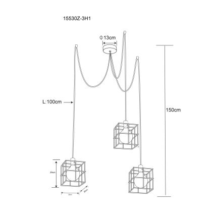 Globo 15530Z-3H1 - Candeeiro suspenso MERRIL 3xE27/60W/230V