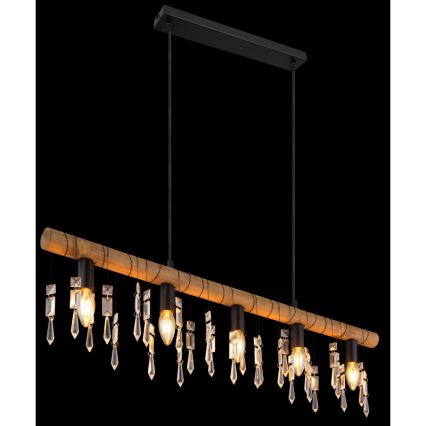 Globo 15532-5H - Lustre suspenso por cabo KIRA 5xE14/40W/230V preto/castanho