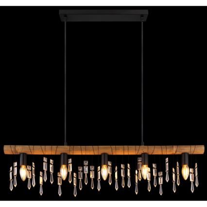 Globo 15532-5H - Lustre suspenso por cabo KIRA 5xE14/40W/230V preto/castanho