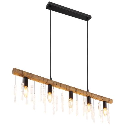 Globo 15532-5H - Lustre suspenso por cabo KIRA 5xE14/40W/230V preto/castanho