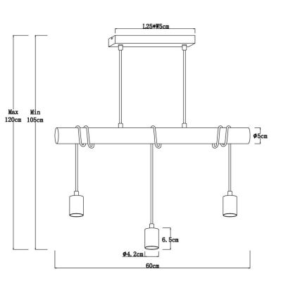 Globo - Candelabro suspenso 3xE27/60W/230V