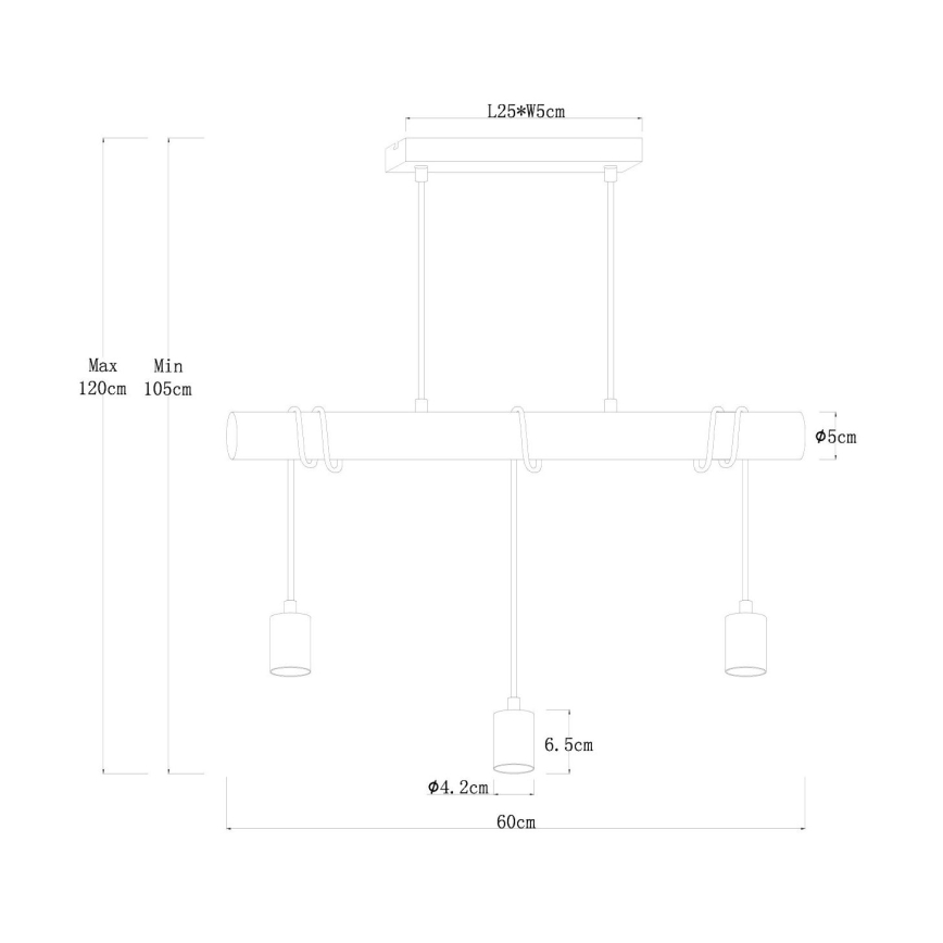 Globo - Candelabro suspenso 3xE27/60W/230V