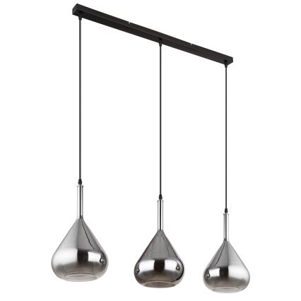 Globo - Candeeiro suspenso 3xE27/60W/230V preto