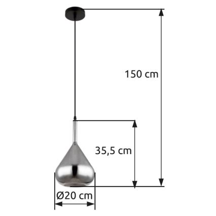 Globo - Candeeiro suspenso 1xE27/60W/230V diâmetro 20 cm preto