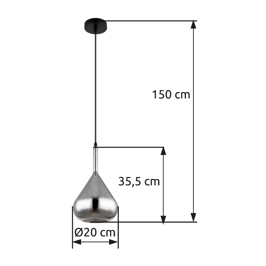 Globo - Candeeiro suspenso 1xE27/60W/230V diâmetro 20 cm preto