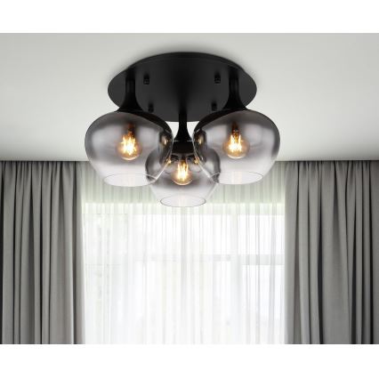 Globo - Candeeiro integrado 3xE27/40W/230V diâmetro 45 cm preto