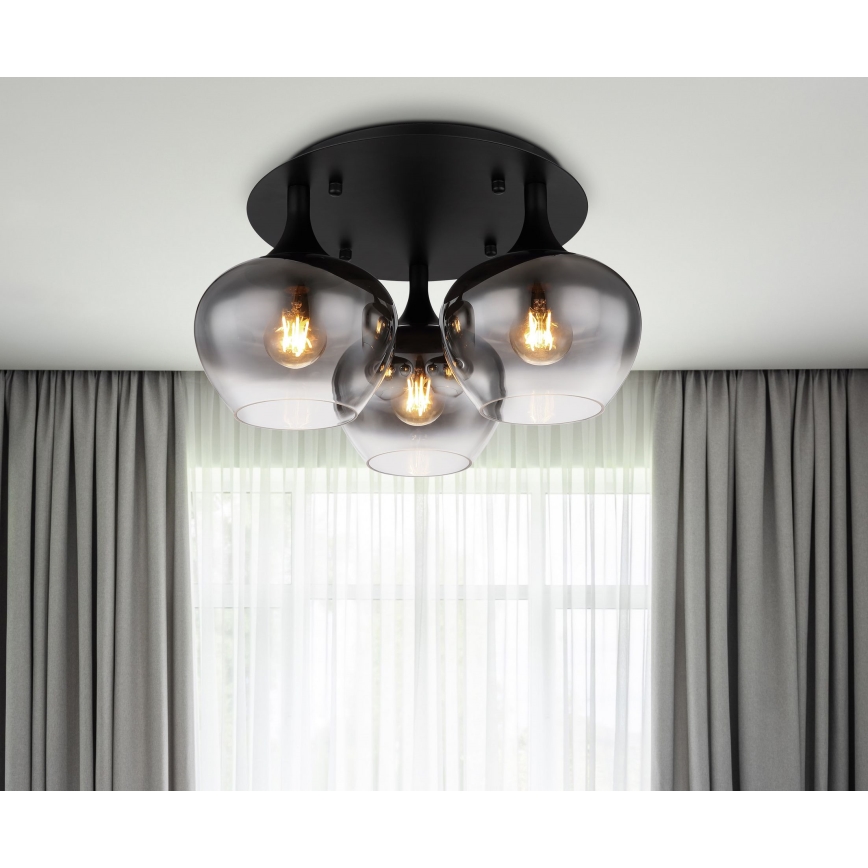 Globo - Candeeiro integrado 3xE27/40W/230V diâmetro 45 cm preto