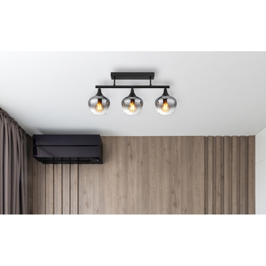 Globo - Candeeiro integrado 3xE27/40W/230V preto