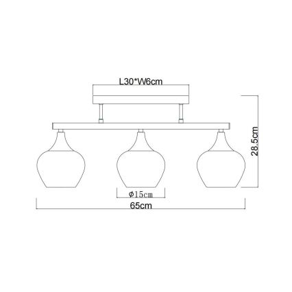Globo - Candeeiro integrado 3xE27/40W/230V preto